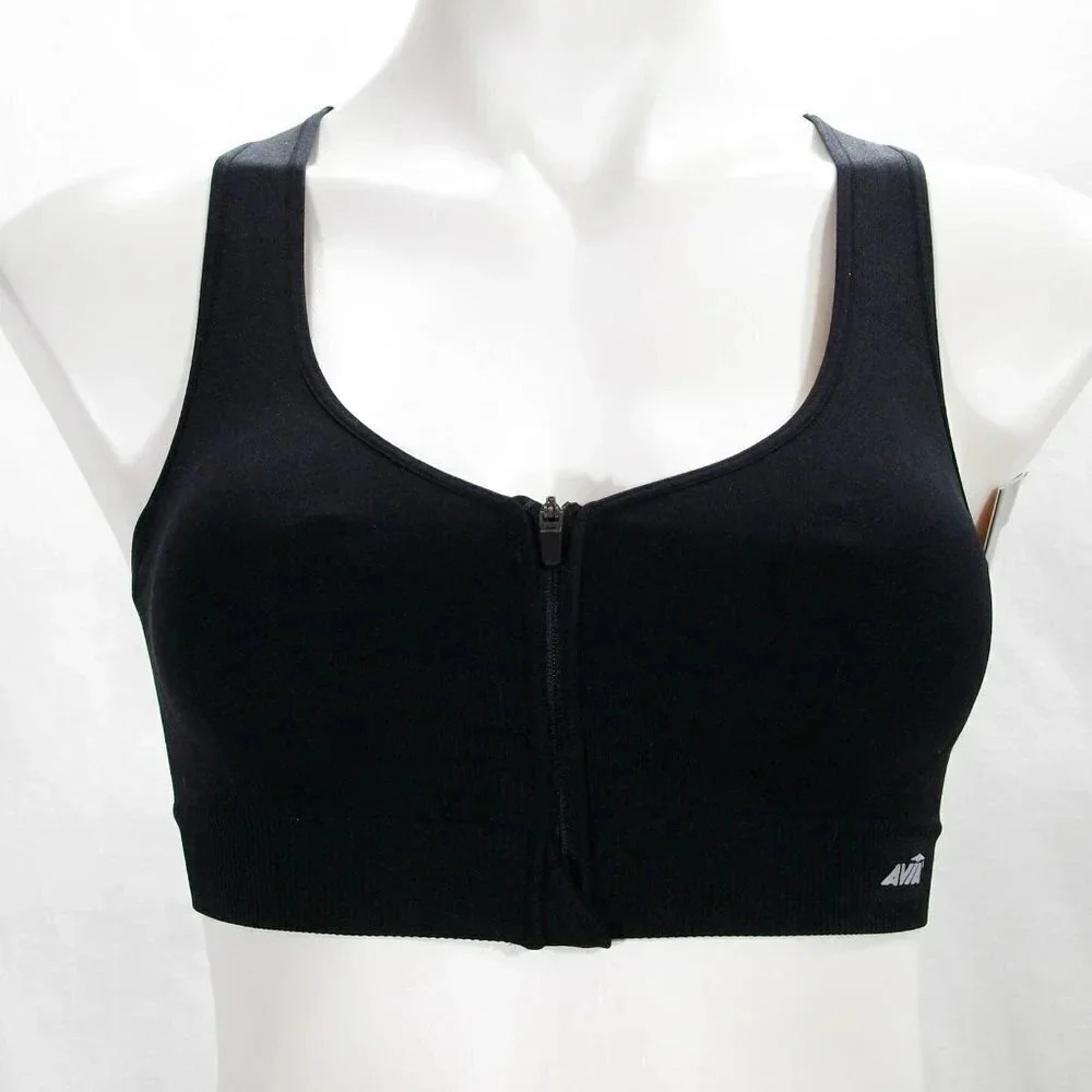Avia Seamless Zip Front Close Zip Up Wire Free Bra